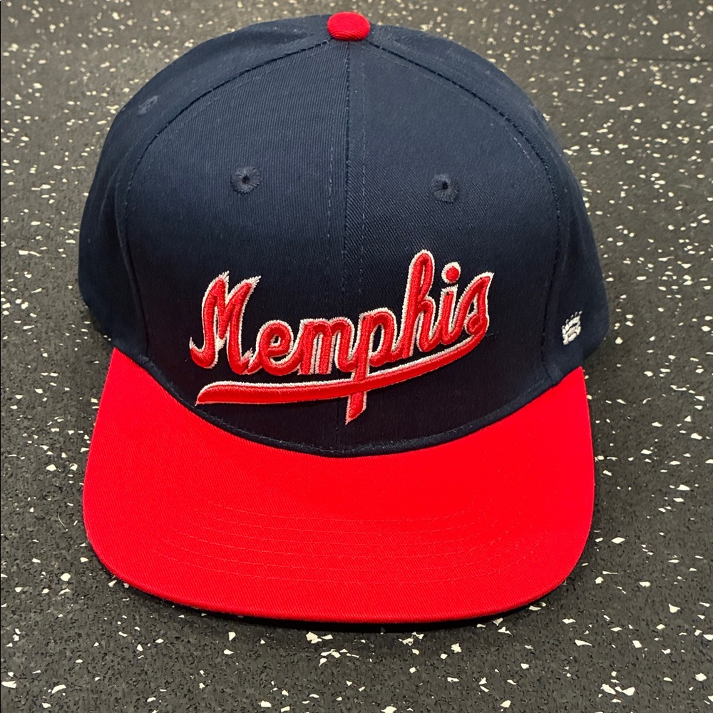 Memphis Script Baseball Cap - Navy and Red